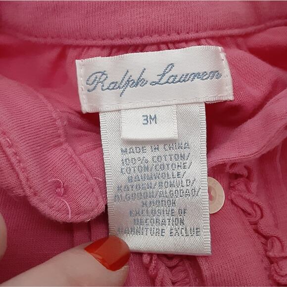 Ralph Lauren Baby Girl 3mo Pink Polo Shirt + Embroidered Slip On Sneakers Set - Picture 14 of 15